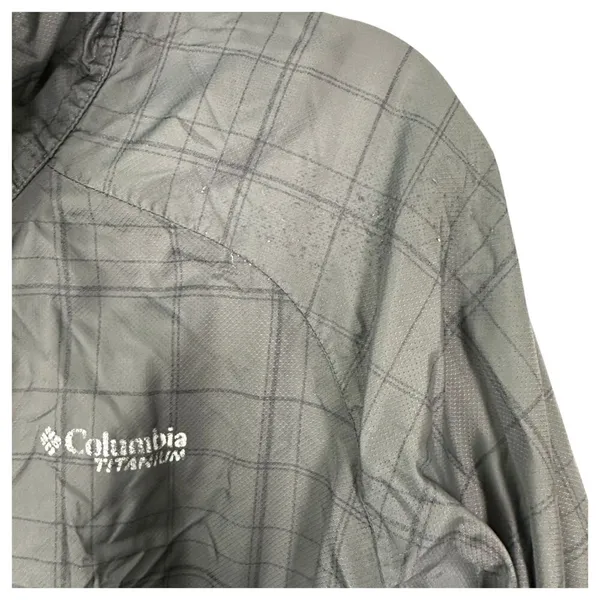 Columbia Grey Plaid Lightweight Rain Jacket Windbreaker Cinch Women's Medium - Image 6