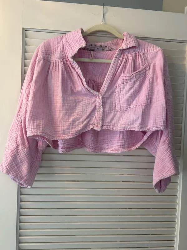 Free people pink beachy 3/4 Sleeve Crop Top - Image 2