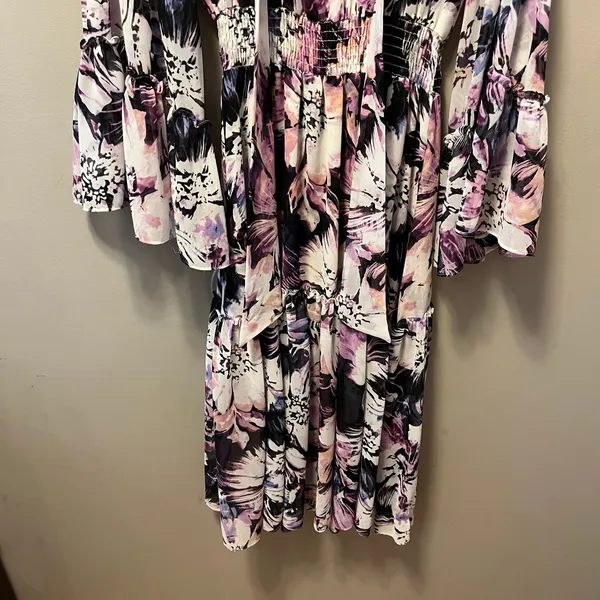 MISA Floral Boho Romantic Midi Slit Dress Flowy Garden‎ Party Whimsical Fairy SM - Image 4