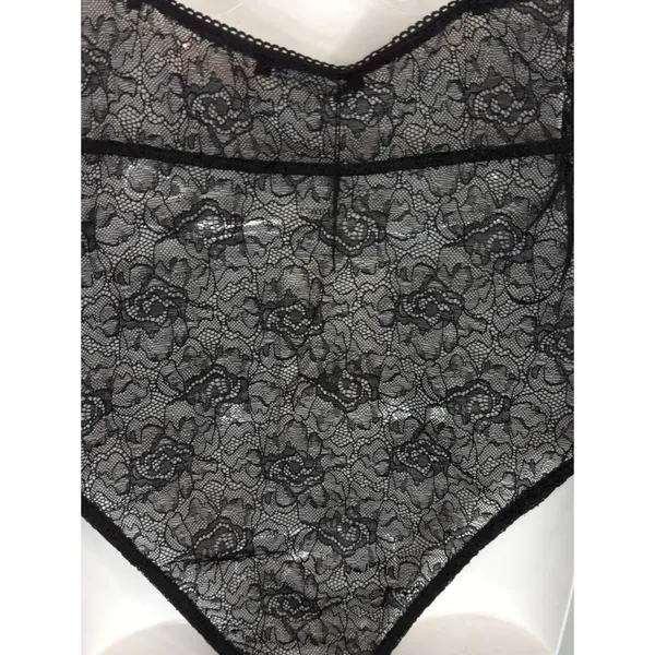 Zara Black Lace Bodysuit Women's Small Sheer Mesh Scoop Neck‎ Shell Chic NWT - Image 3