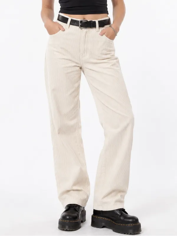 Hollister W28 Ultra High Rise Cream Corduroy Wide Leg Pants Y2K Grunge Holiday - Image 3