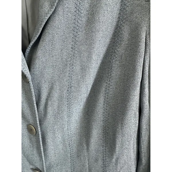 Renfrew Womens Blue Herringbone Longline Blazer Jacket Size 14 Made in USA - Image 4