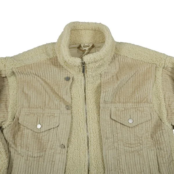 BLANKNYC‎ Women's Large Sherpa Corduroy Mixed Media Jacket Tan Cream Cozy City - Image 2