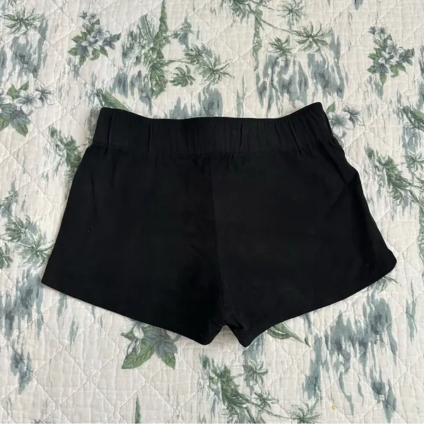 Hudson Siouxsie Dolphin Suede Leather Stretch Shorts Black S Small Lamb Nubuck - Image 3