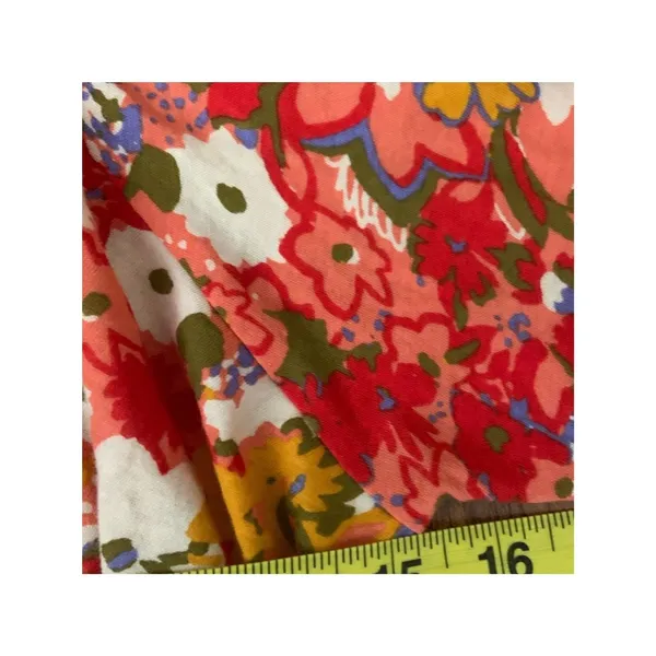 LOFT Red Multi Floral Cotton Puff Sleeve Smocked Waist Blouse S Spring - Image 7