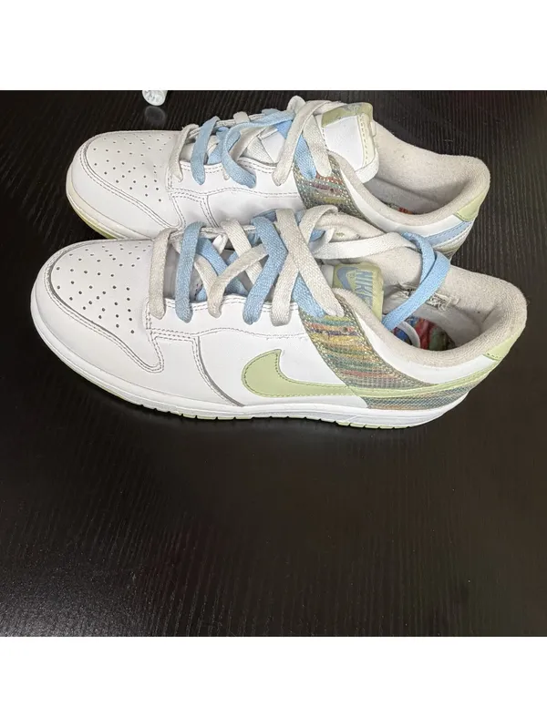 Size US 7.5 Y3 NIKE DUNK LOW White/Pistachio-Ice Blue Women's - Image 2