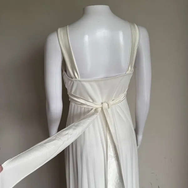 Y2K Taboo White Chiffon Maxi Dress Rhinestone Tie Back Detail Goddess Boho-Chic - Image 8