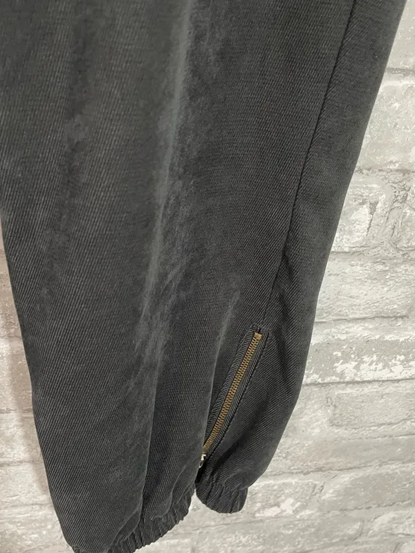 Zara Charcoal Elastic Waist Track Joggers with Ankle Zips - Image 2