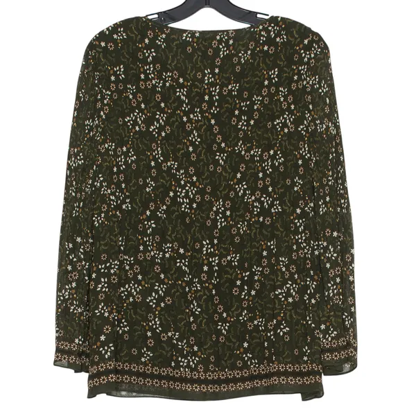 Max Studio Top Boho Cottage Fairy Whimsigoth Floral Bell Sleeve Green Size Large - Image 2