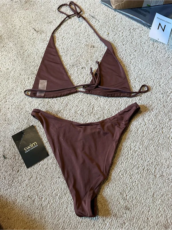 NWT Naked Wardrobe Swim bikini set brown extra large - Image 4