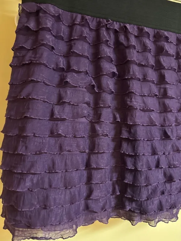 Express Purple Ruffle Mini Skirt Size L Polyester & Spandex - Image 2