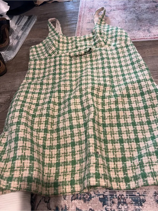 Urban outfitters Green and Cream Plaid Sleeveless Dress - Image 7