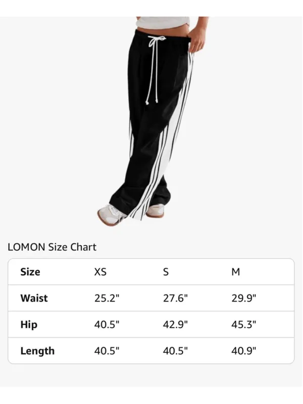 NEW Pants Wide Leg Side Striped Pants Drawstring XS Black - Image 4