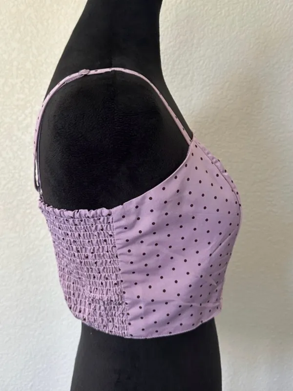 Old Navy Lilac Polka Dot Square Neck Crop Top - Image 4