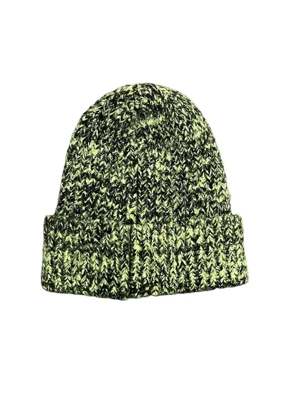 ASOS DESIGN Mixed Knit Ribbed Beanie Black and Green Hat One Size - Image 2