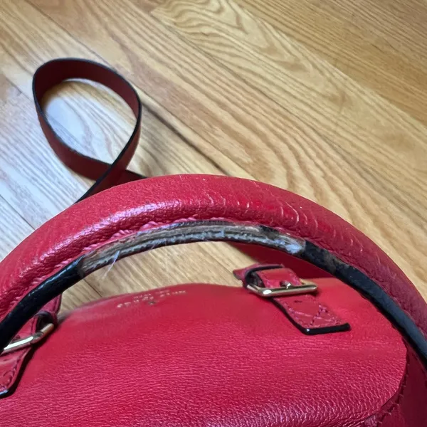 Kate Spade Allen St Raquel Satchel Red Leather Purse with Detachable Strap - Image 9