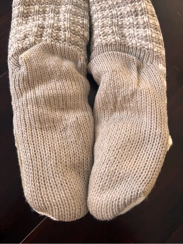 Cuddl Duds Womens Slippers Socks Womens Sherpa Lined Face Eyes Lounge Dog Brown - Image 4