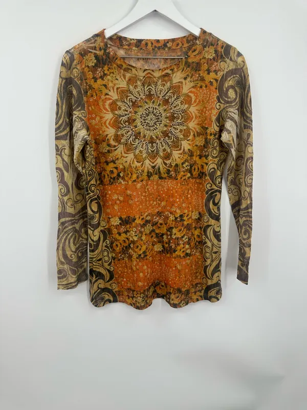Vintage Y2K Whimsical Fairycore Long Sleeve Shirt Size Medium Rhinestone Boho - Image 12