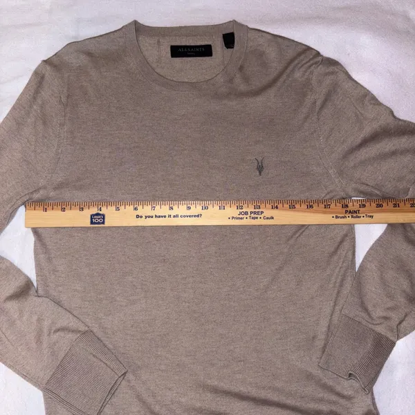ALL‎ SAINTS Taupe Crew Neck Long Sleeve Sweater Lightweight - Image 4