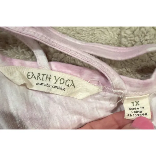 Earth Yoga womens pink white tie dye short sleeve t shirt 1X - Image 4