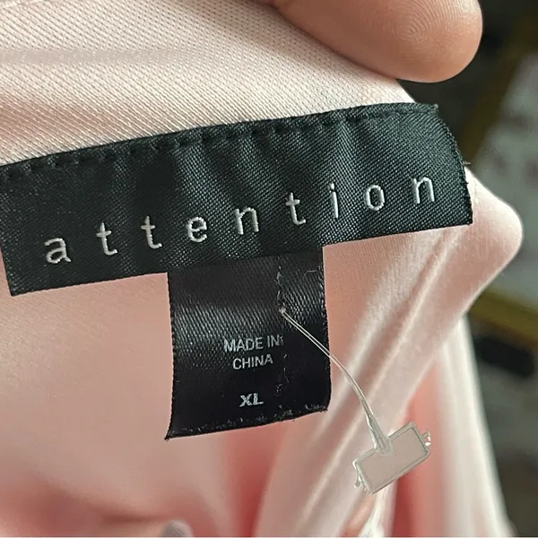 ATTENTION | Pink Satin Accordion Pleated Tiered Midi Dress Sz XL - Image 8
