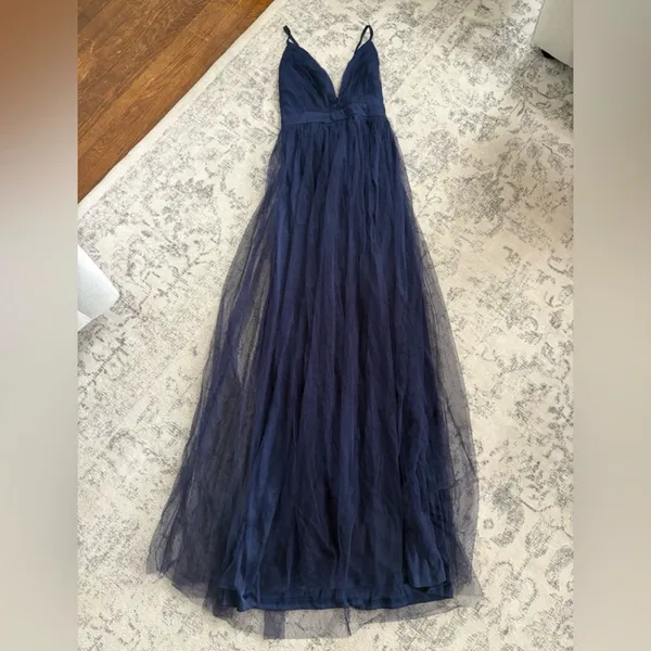 Lulus Rare Beauty Navy Blue Tulle Backless Maxi Dress Size XS NWT Formal Sexy - Image 5