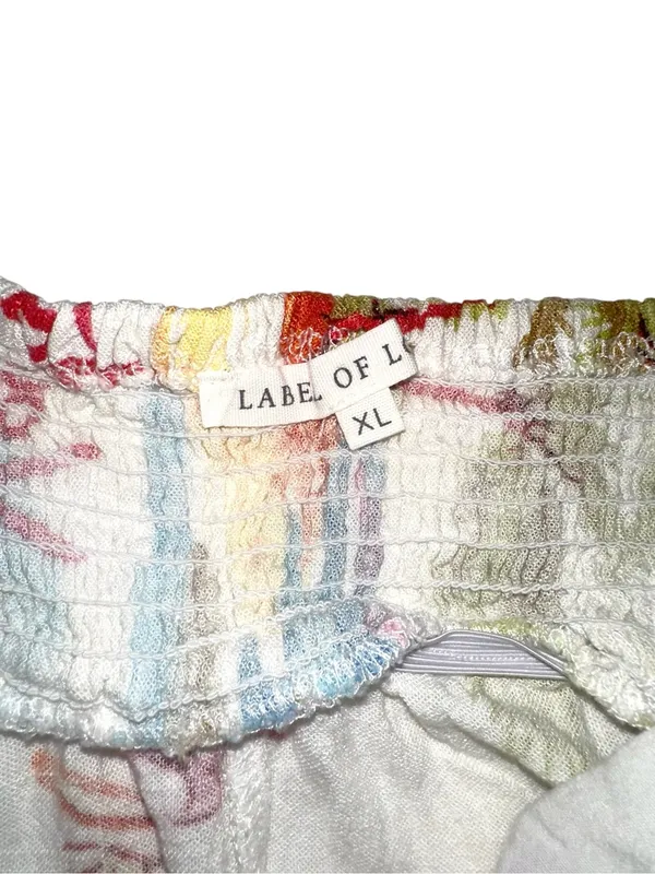 Label of Love Nalani Linen Blend White Tropical Print Maxi Dress XL - Image 5