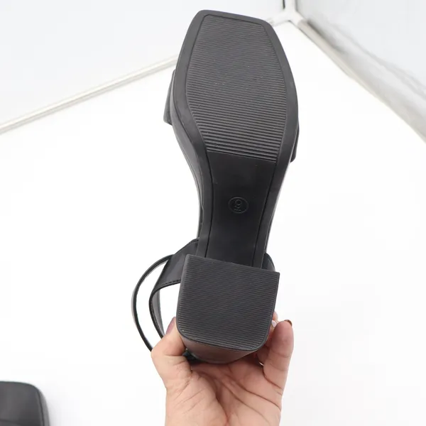 A New Day Black Platform Block Heel Sandals Square Toe Ankle Strap Womens Size 9 - Image 8