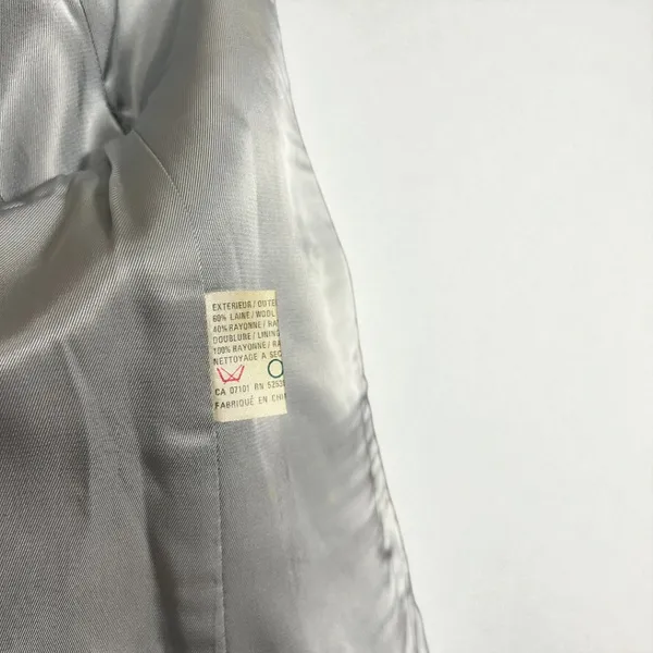 Vintage 90s Cropped Wool Blend Grey & Cream Pointed Lapel Gingham Check Blazer - Image 11