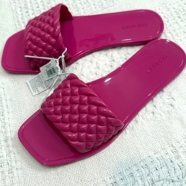 Old Navy 7 braided band jelly sandal flats slides pool shoes 2938 - Image 8