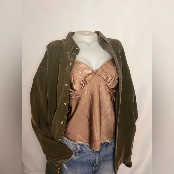 NWT Satin Lace Cami 🦋 Bronze, Toupee, Coquette Y2K Top Medium - Image 4