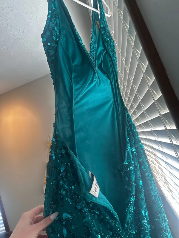 Sherri Hill Prom Dress blue/green sequin. - Image 6