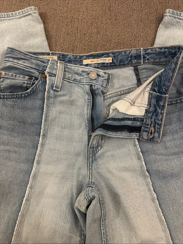 Levi's Premium Baggy Dad Recrafted Two-Tone Relaxed Straight Leg Jeans Sz 27 - Image 7