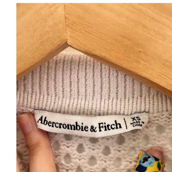 Abercrombie & Fitch Crochet Polo Cardigan XS Preppy Coquette Feminine Stripes - Image 5