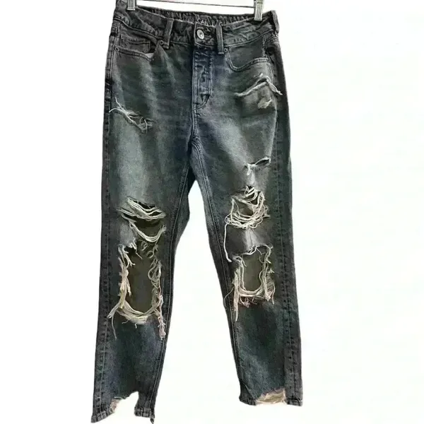American Eagle Women's Tomgirl Distressed Boyfriend Jeans Size‎ 4 waist 28 Blue - Image 2