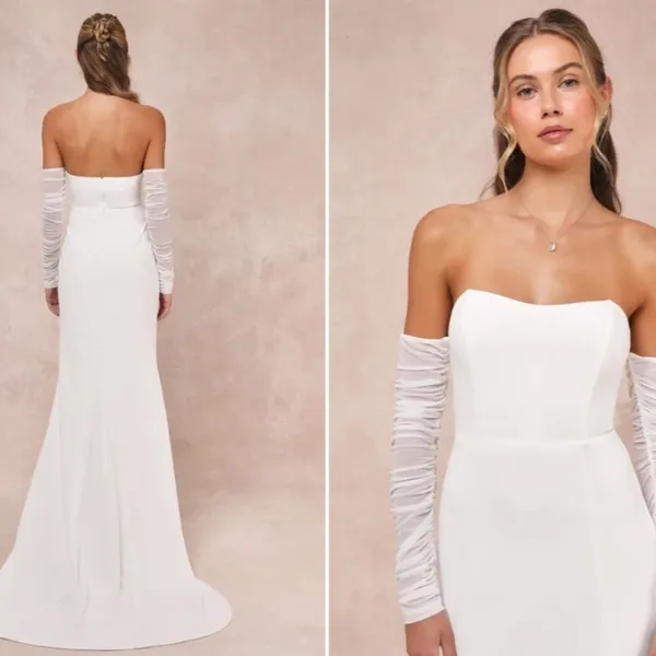 LULUS Bridal Wedding Sophisticated Elegant Corset Off the Shoulder Mermaid Gown - Image 4