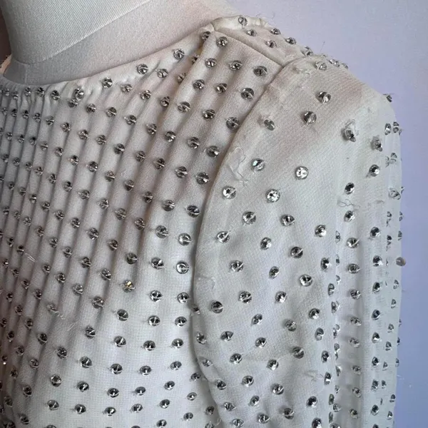 NWOT Bhldn Anthropologie fitting room wear White dress with‎ silver sequins - Image 6