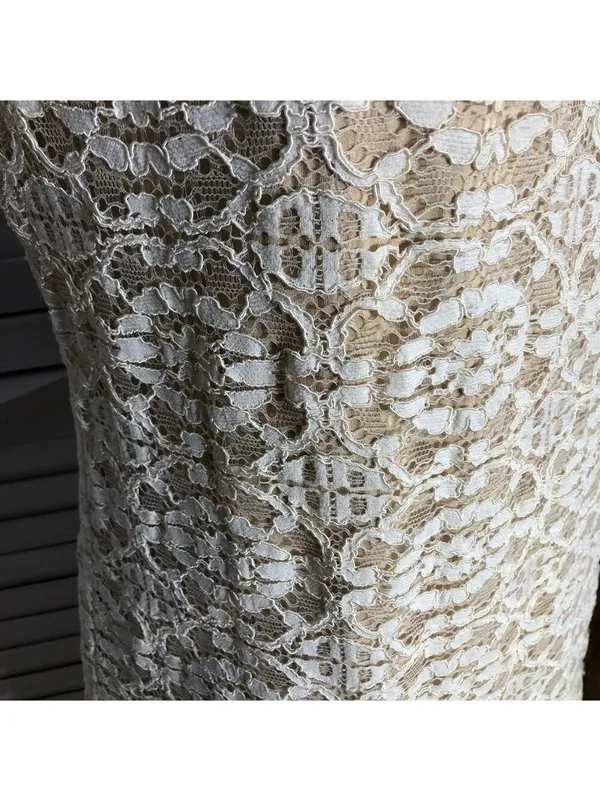 Vintage Y2K Midi Dress Cream Lace flared sleeves coquette romantic boho floral L - Image 6