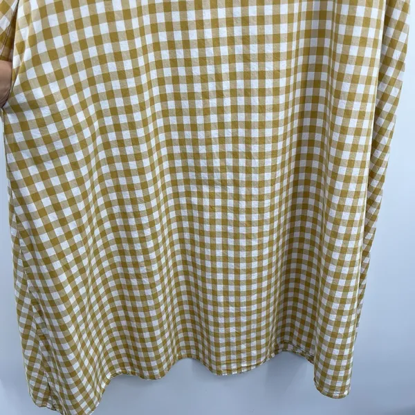 Women Yellow Butter Gingham Dress 2x Relax Midi Coquette Cottage Cotton Granola - Image 3