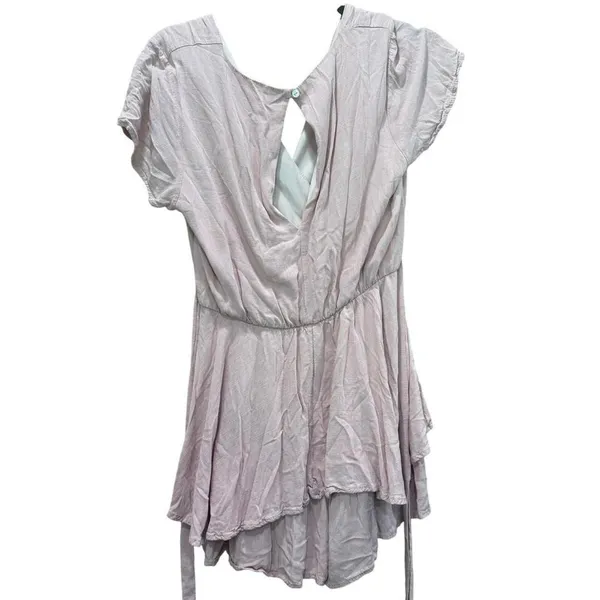 Altar'd State Pink Ruffle Tiered‎ Romper Mauve V-Neck Short Sleeve Medium - Image 3