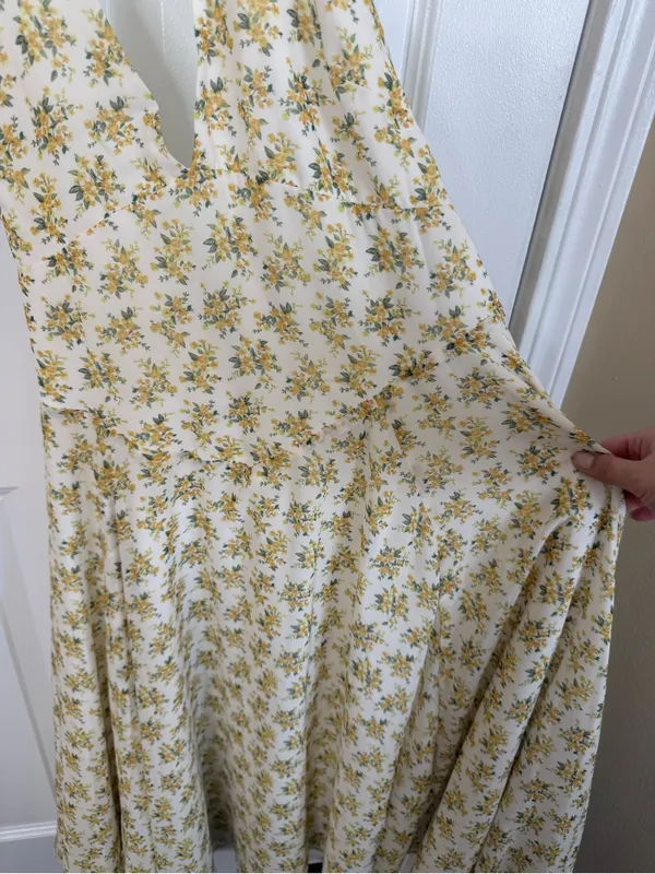 House of CB Solada Ivory Vintage Floral Print Georgette Halter Sundress XL - Image 5
