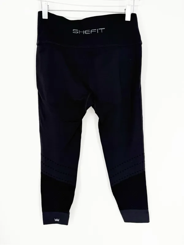 SHEFIT Crossover Waist Seamless Cropped‎ Leggings Women's L Black Activewear - Image 3