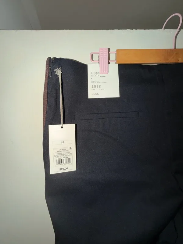 A New Day Skinny Ankle Pants Womens Size 18 R Black - Brown & White Stripe Nwts - Image 3