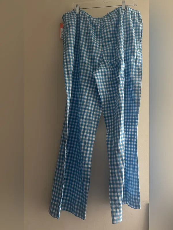 Colsie White and Blue Gingham Flannel Pajama Size L Size L - Image 2
