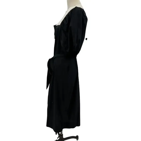J. Crew Cottage Dress in Black‎ Square Neck Puff Sleeve Button Front Size XL - Image 7