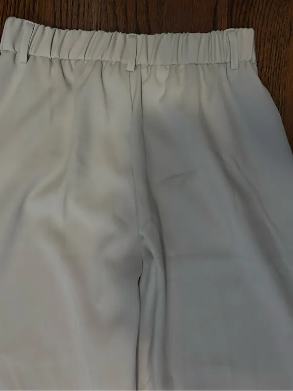 Wide Leg Cream Trousers - Image 3