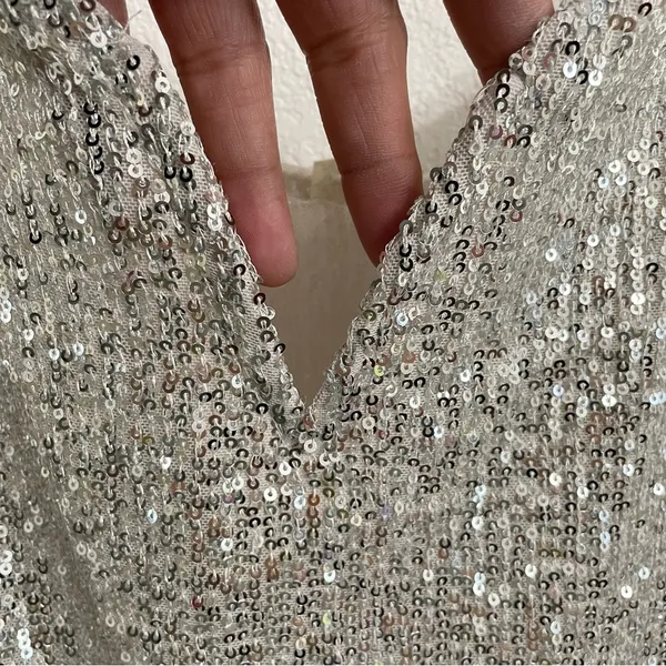 NWT Free People Womens Bodysuit Silver Sparks Fly Bodysuit Sequin Size Small - Image 7
