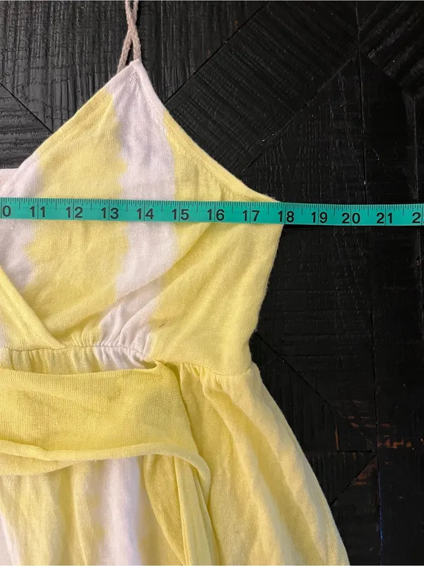 Moth by Anthropologie Yellow & White Spaghetti Strap Sundress Size L - Image 4