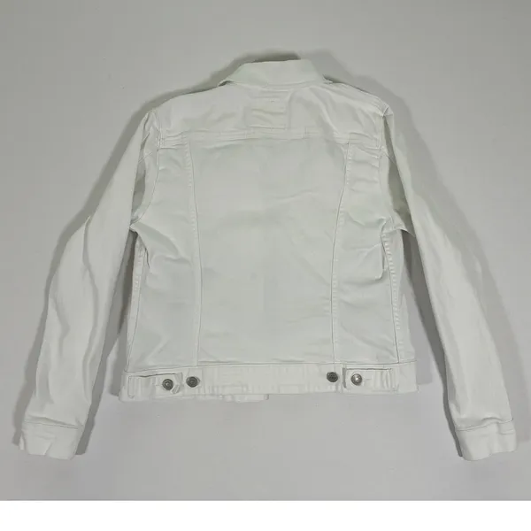 Levis Womens White Denim Trucker Jacket Large Stretch Cotton 77306-0004 - Image 2