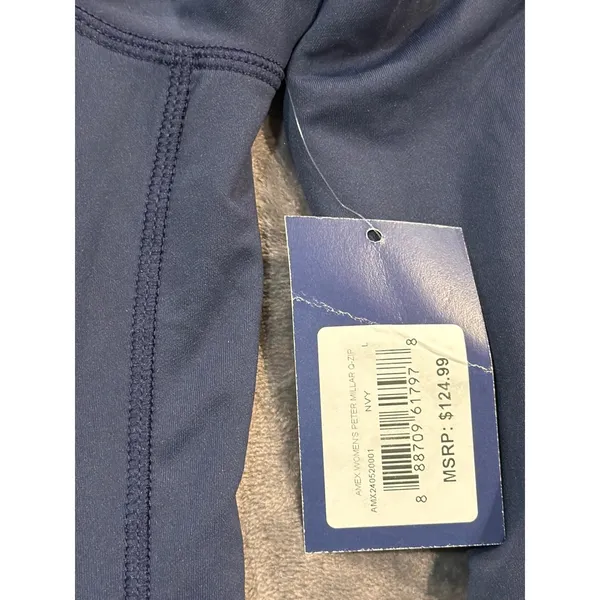NWT Peter Millar Quarter Zip Pullover Womens Navy American Express UPF 50+ Large - Image 3
